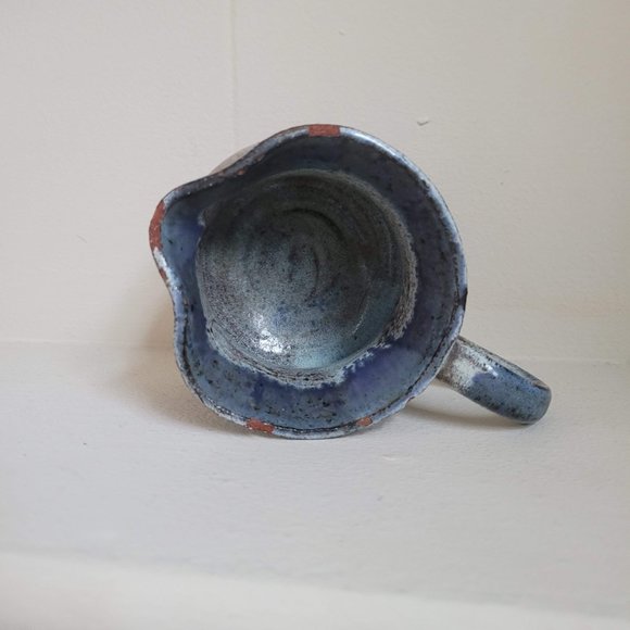 Vintage Blue and White Terracotta Creamer - Signed Studio Pottery - Picture 7 of 12